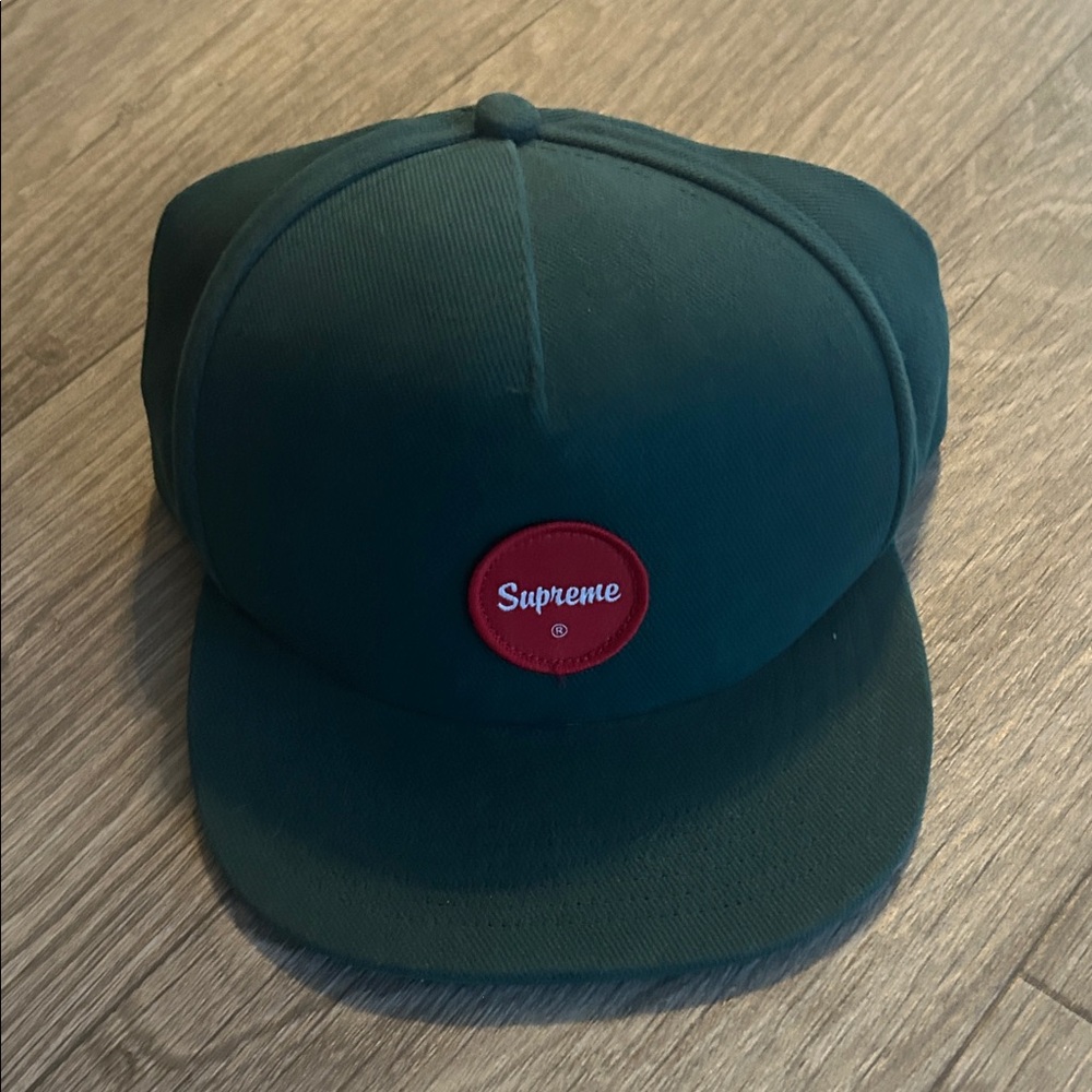 Supreme Dark Green Hat with Red Emblem